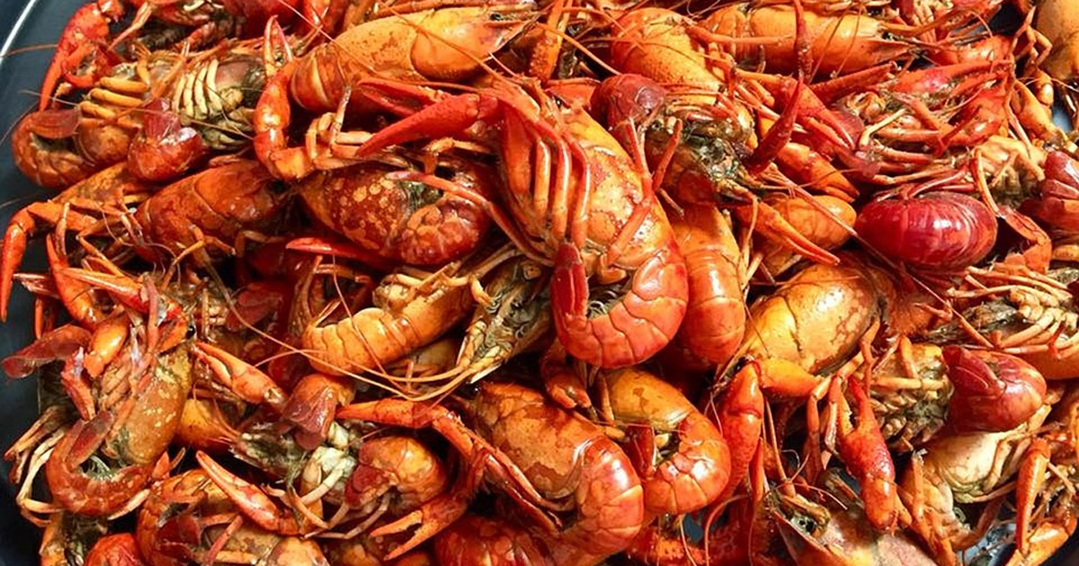 a pile of Cajun crayfish
