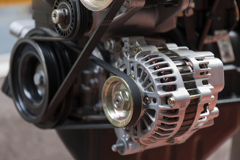 An alternator in a car's engine