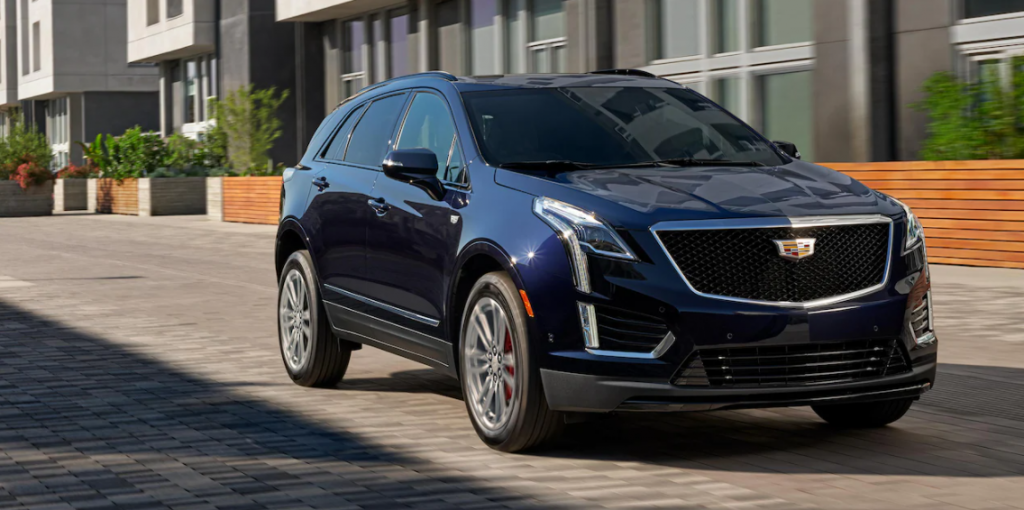 a blue 2022 Cadillac XT5.