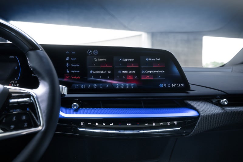 The 2026 OPTIQ-V Display Screen Displaying the V-Mode Settings | Service Cadillac in Lafayette LA