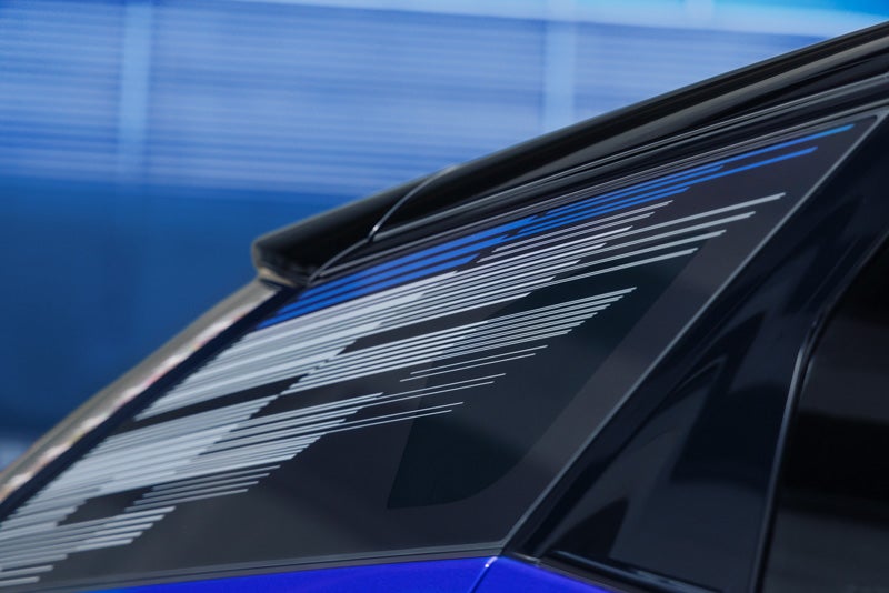 Close-up of the Modern Pattern on the 2026 OPTIQ-V Rear Quarter Glass | Service Cadillac in Lafayette LA